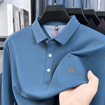 Premium Brand Quality Men's Polo Shirt Autumn Fashion Cartoon Embroid Long Sleeve Exquisite Lapel T-Shirt Business Menswear Top