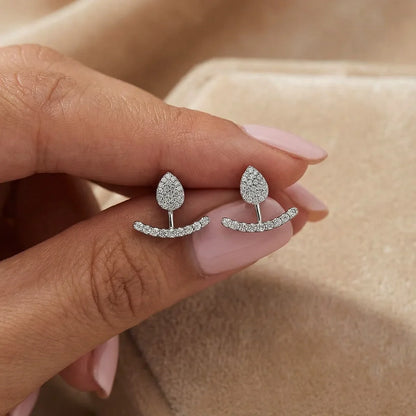 2 in 1 Pear Marquise Cut Moissanite Stud Earrings for Women S925 Silver Full Lab Diamond Dainty Pierced Ear Fine Jewelry