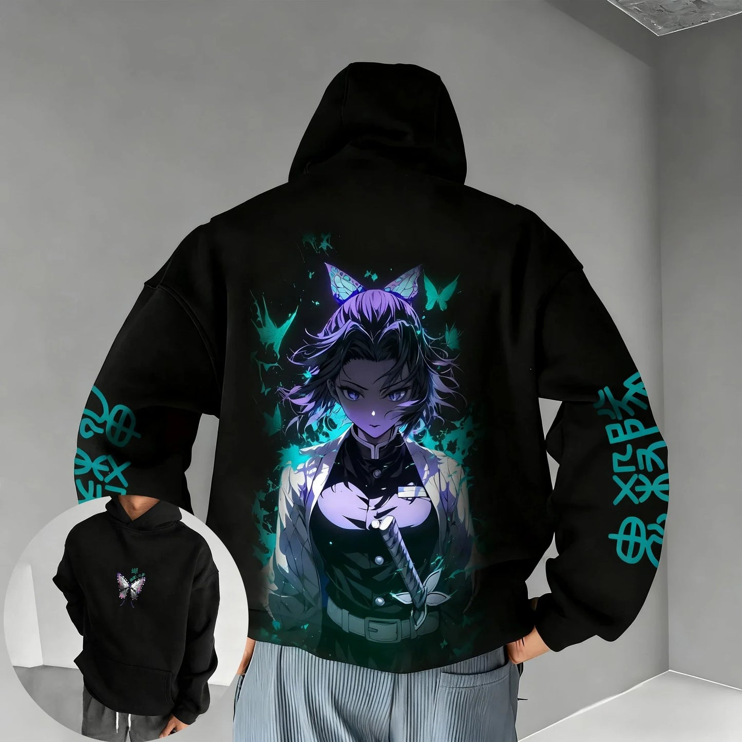 Hoodie 2026 Men's  Kochou Shinobu Colorful Printed Harajuku Casual Sports Parent Child Top