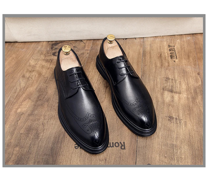 High Quality Mens Shoes 2026 New British Style High-End Leather Shoes Formal Business Wedding Groom Derby Shoes Hot Selling Shoe