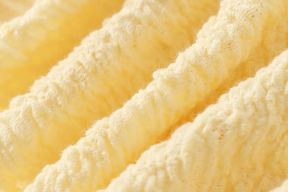 Textured halter crop top with ruffles Women's short yellow sleeveless top with sexy streamers for summer 2025 ETJ