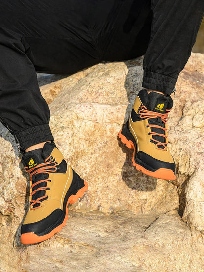 Men Work Boots Puncture-Proof Waterproof Work Shoes Steel Toe Safety Boots Industrial Indestructible Boots Side Leather Shoes