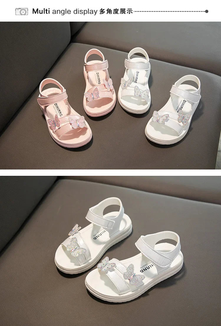Summer Sandals for Girls Colorful Bow Children's Sandals Shoes Anti Slip Wear-resistant Soft Bottom Girls Shoes Free Shipping