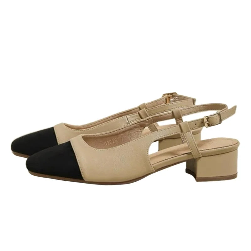 Summer New Fashion Low Square Heels Shoes Korean Color Matching Party Ladies Shoes Designer Chaussure Femme All-match Sandals