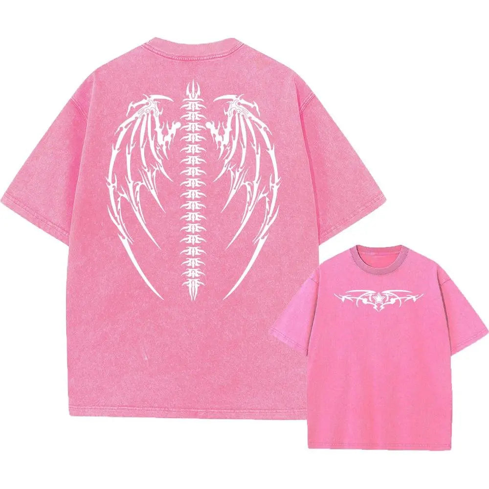 Vintage Washed T-shirt Man Women Short Sleeve Tee Streetwear 2026 Oversized Anime Print Casual Tops Harajuku Summer Y2k Clothes