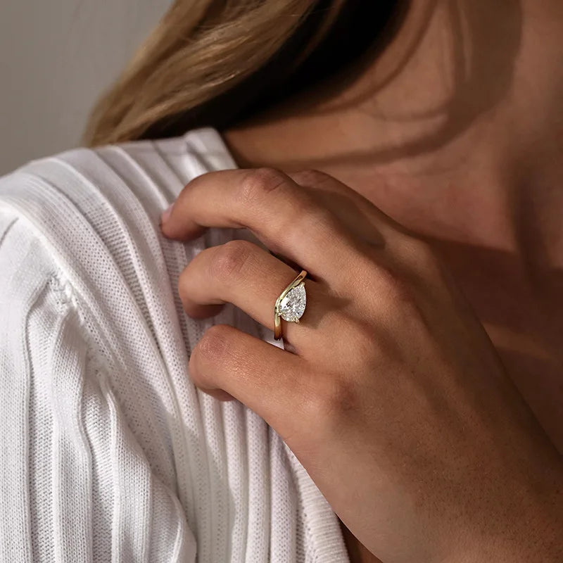7*11MM 3Carat D Color Water Drop Moissanite Rings 18K Gold 100% 925 Sterling Silver Top Quality For Women Wedding Gifts
