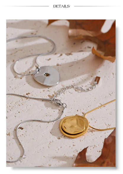 Double Round Pendant Fashion Necklace Water Resistant Metal Stainless Steel Daily Waterproof Jewelry Recommend
