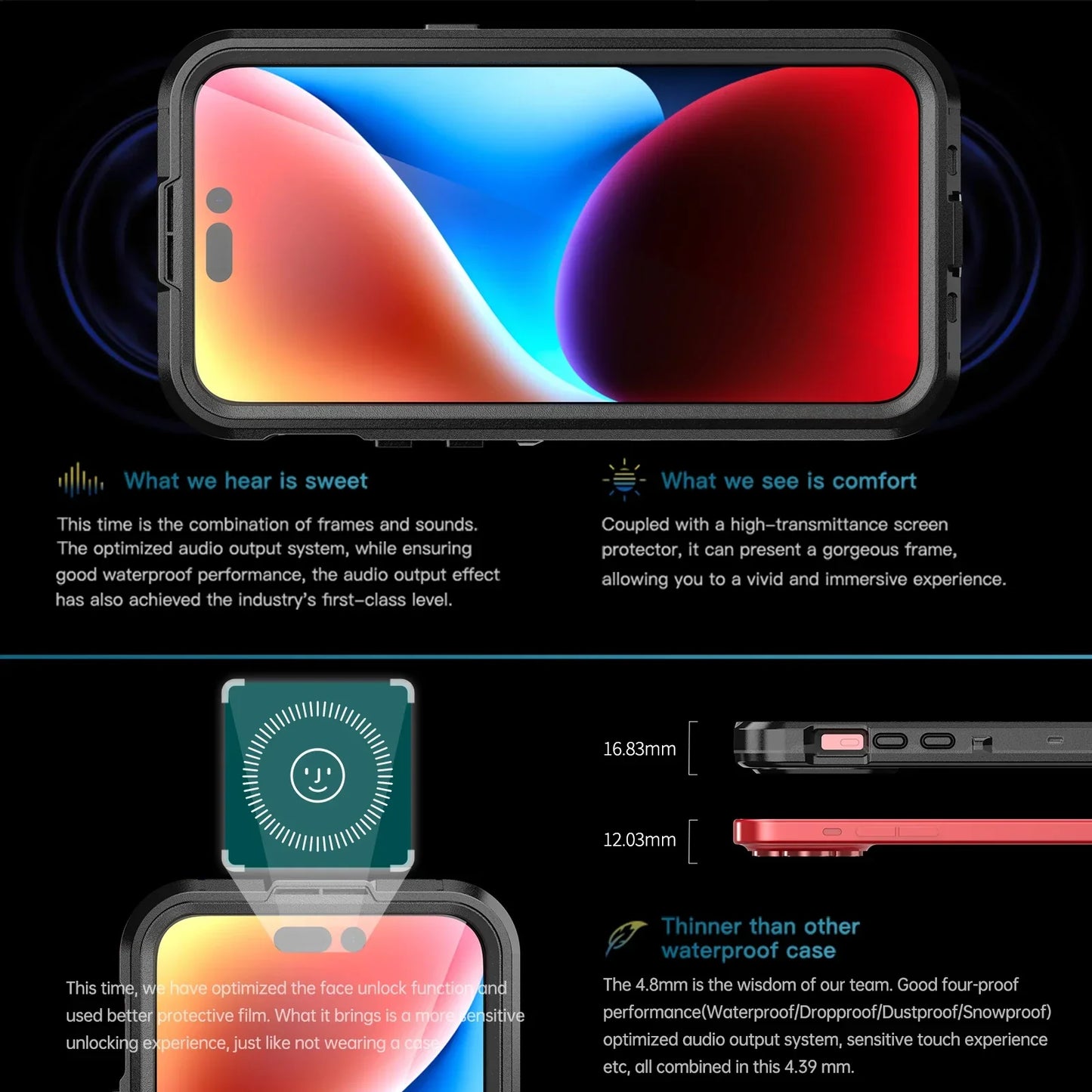 Hot sales 360 full coverage shockproof dustproof IP68 professional waterproof phone case for iPhone15pro 13 14promax 15