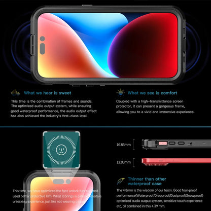 Hot sales 360 full coverage shockproof dustproof IP68 professional waterproof phone case for iPhone15pro 13 14promax 15