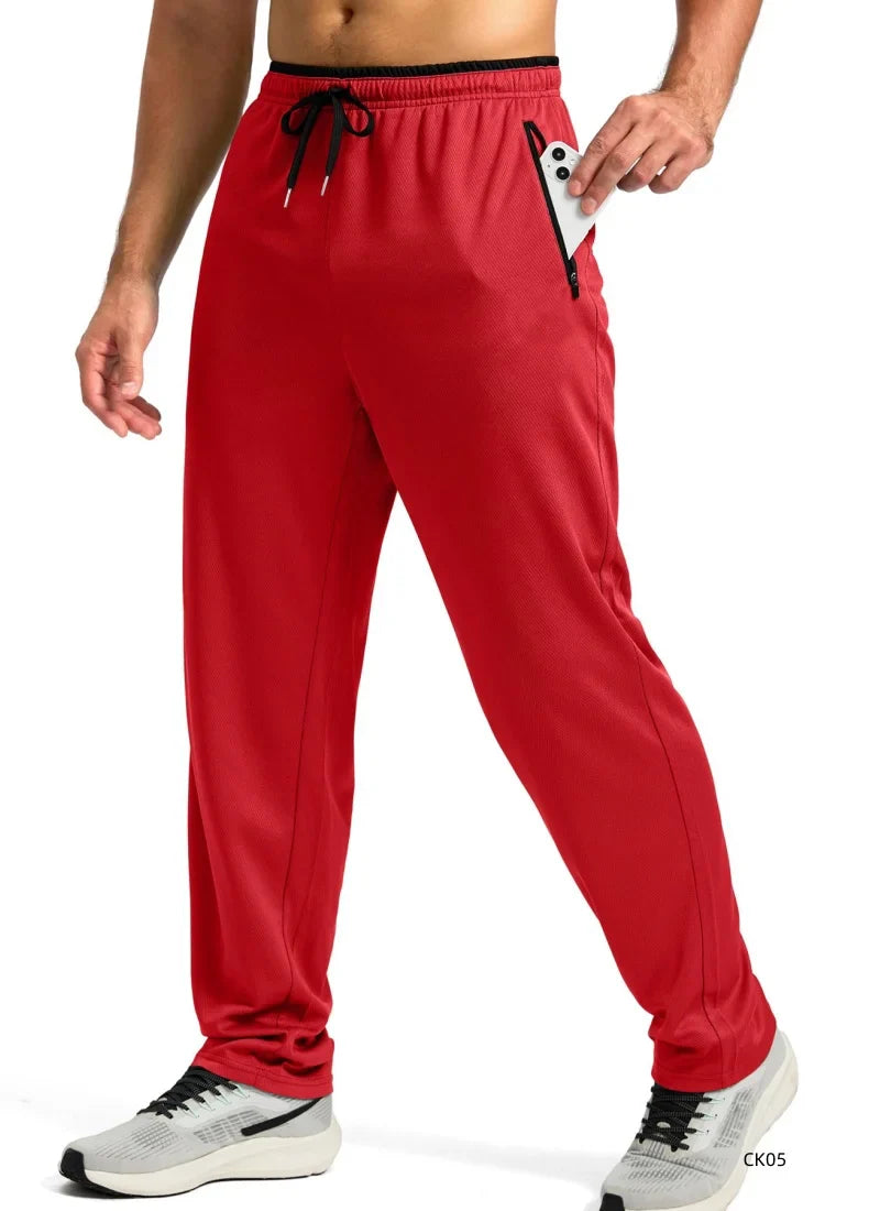 Men's sports pants spring and summer mesh breathable sports pants men's running and jogging sports pants fashionable solid color