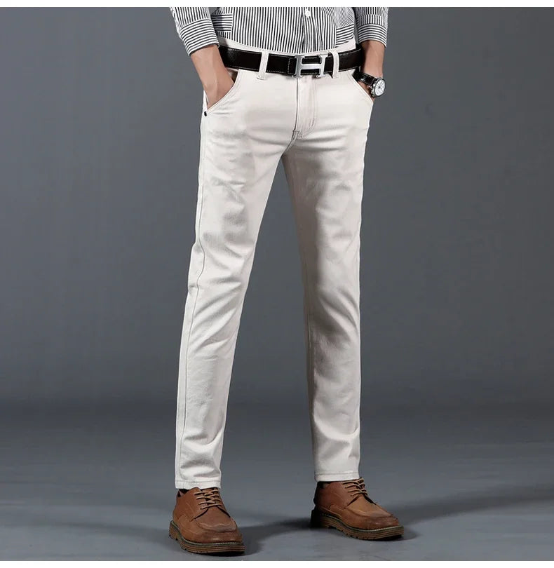 6 Color Men Slim Casual Pants New Classic Business Fashion Comfortable Stretch Cotton Elastic Straigh Trousers Male