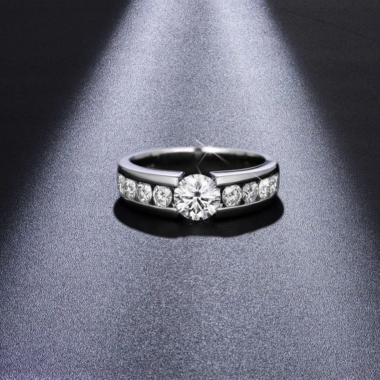 Full Moissanite Wedding Ring for Men 925 Sterling Silver with Gold Plated Eternity Band Man's Lab Diamond Party Rings