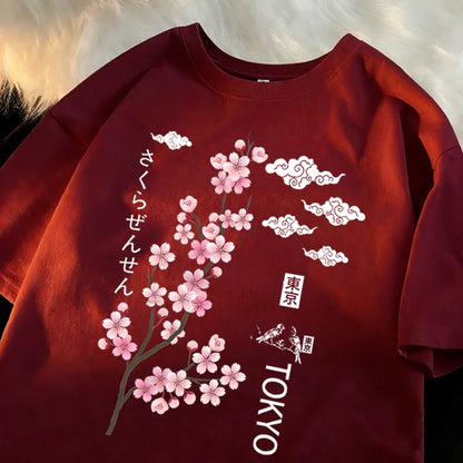 You Can Enjoy Cherry Blossoms From Tokyo T Shirt Men Summer Casual Top Soft Unisex Clothes Loose Cotton Male Colour Short Sleeve