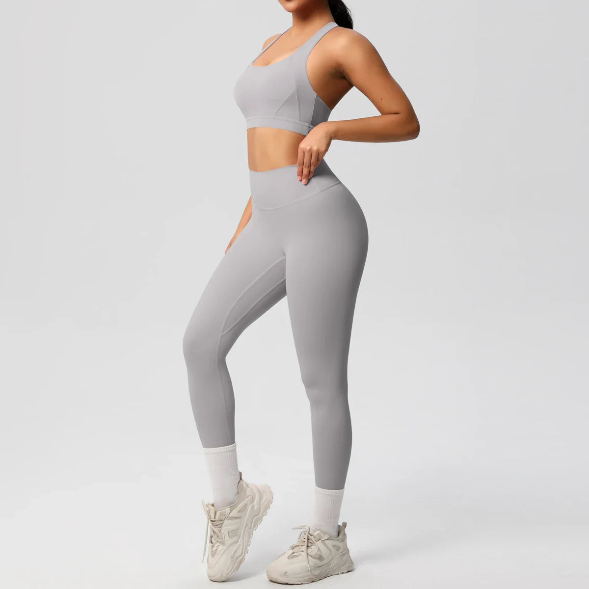 Women 2pcs Patchwork Sport Yoga Suit Training Sleeveless Sport Gym Tops  Tummy Control Slimming Booty Leggings Yoga Suit Sports