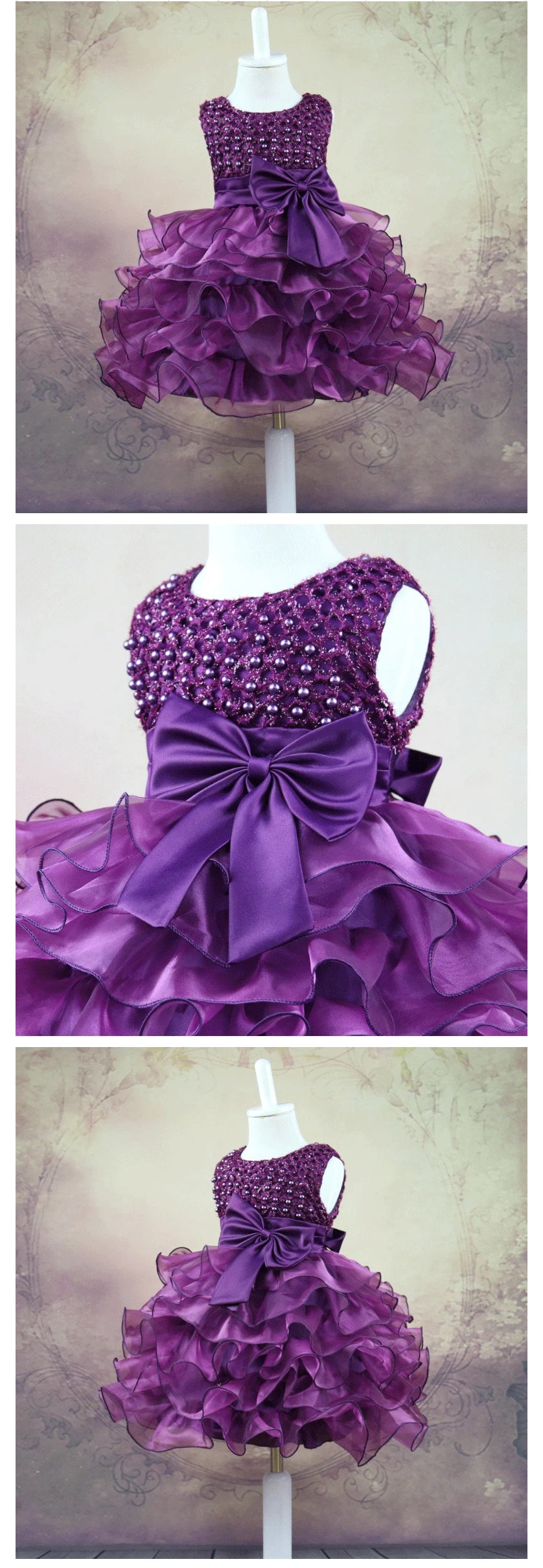 Vestido de Pérolas para Bebês Meninas, Princesa, com Camadas, Vintage, para Festa de Aniversário, Vestido de Baile de Natal, Roupinhas de Bebê de 3 a 24 Meses