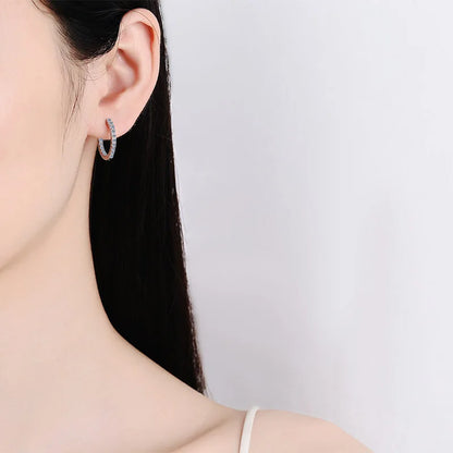 New In Real D Color 0.9cttw Full Moissanite Hoop Earrings For Women S925 Sterling Silver Diamond Small Ear Buckle Earring