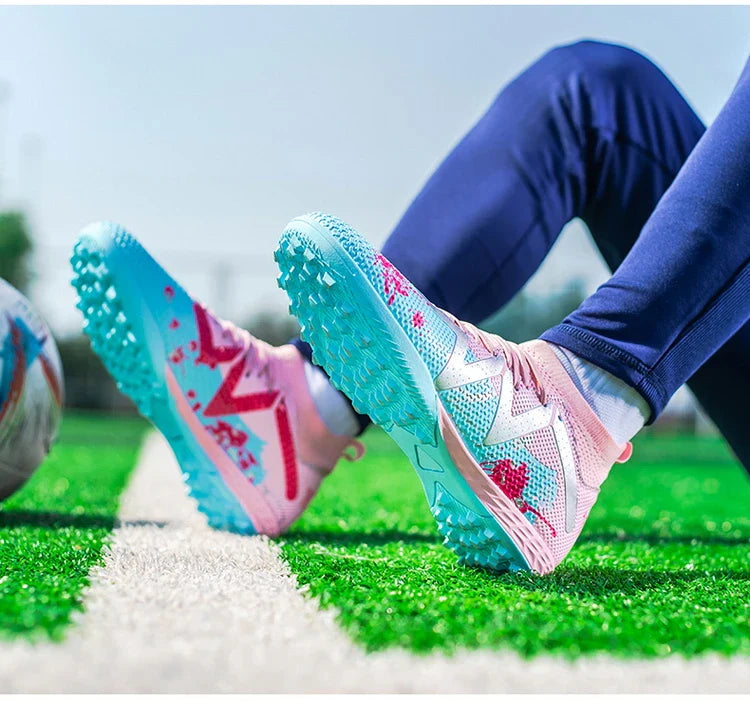 Professional Soccer Shoes TF Broken Nail Teenagers Durable Looking HighTops Training Shoes Adult Outdoors Non Slip FootballShoes