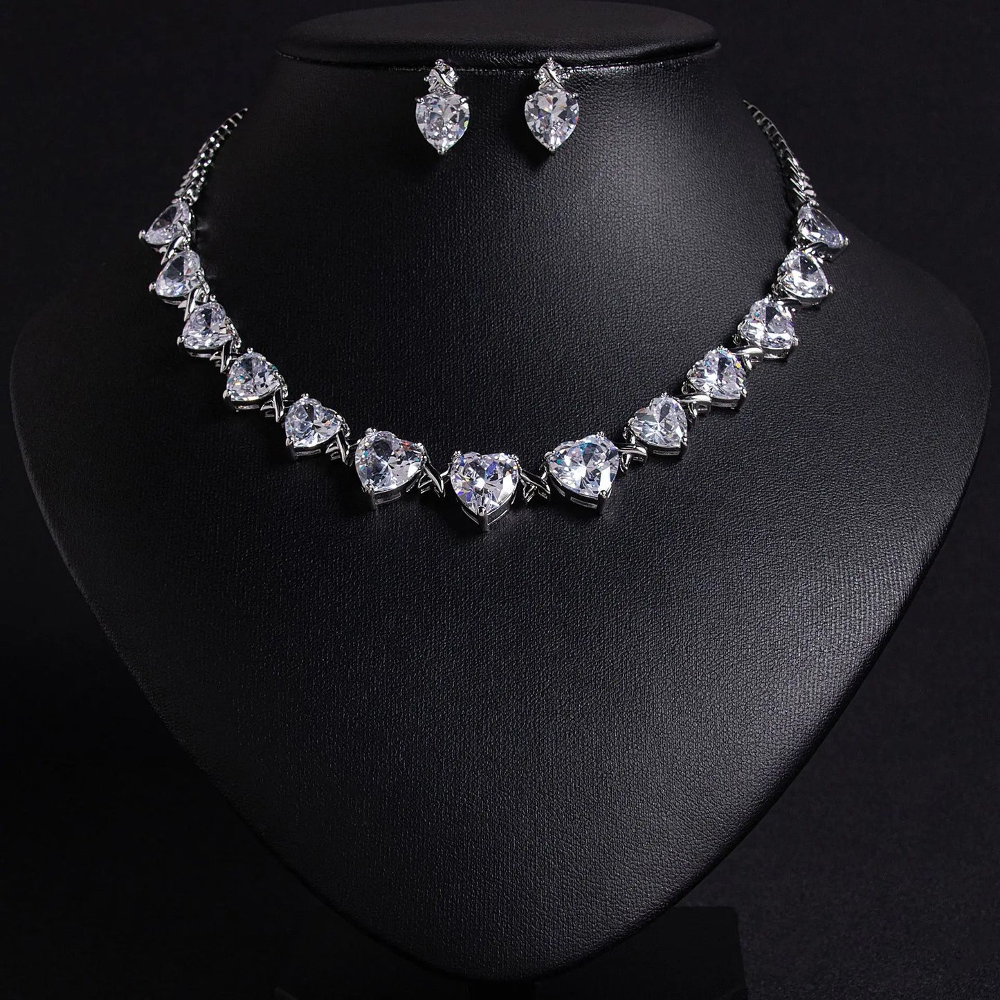 Niche New Style Pink Love Gemstone Pendant Earrings and Necklace for Women, High-End Designed Jewelry
