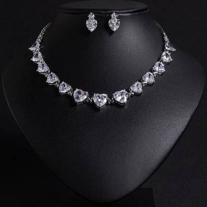 Niche New Style Pink Love Gemstone Pendant Earrings and Necklace for Women, High-End Designed Jewelry