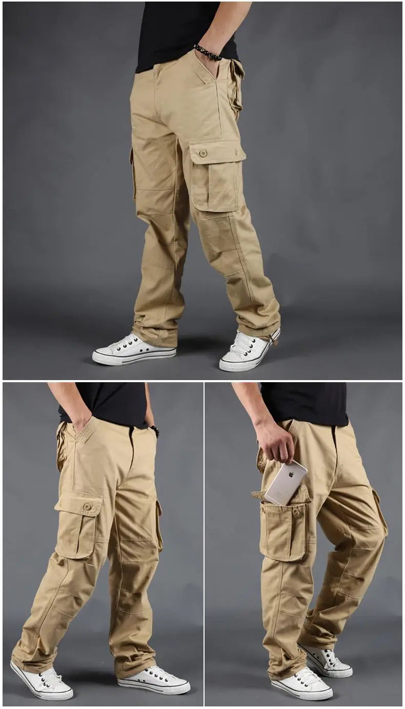 Men's Pants Large Size Multi-pocket Loose Overalls Outdoor Sports Training Jogging Casual Pants Loose And Comfortable