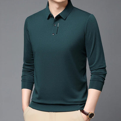 Polo Shirt Men's Spring and Autumn 2024 New Long Sleeved T-shirt Men's Business Casual Inner Top Base Shirt
