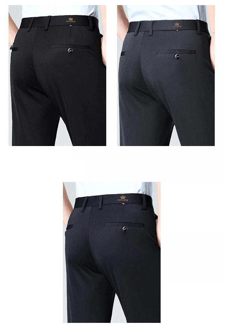 1-Pack Men's Professional Straight-Leg Stretch Formal Pants Non-Iron Comfortable Business Slacks Wrinkle-Resistant Loose Fit