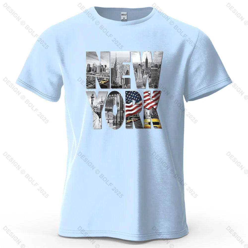 New York City Printed Men's T-Shirt 100% Cotton Oversized City Graphic Tees for Women Tops Tees Casual Streetwear