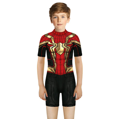 Children One Pieces Swimsuit Superhero 3D Print Playsuit Child Short Sleeve Swimwear Beach Bathing Suit Swim Wear For Boys Girls