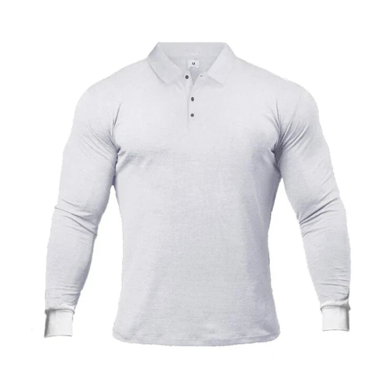 New Fashion Autumn Sports Polo Shirt Mens Stretch Cotton Gym Clothing Spring Casual Long Sleeve Polos Male Breathable T Shirt