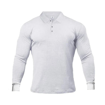 New Fashion Autumn Sports Polo Shirt Mens Stretch Cotton Gym Clothing Spring Casual Long Sleeve Polos Male Breathable T Shirt