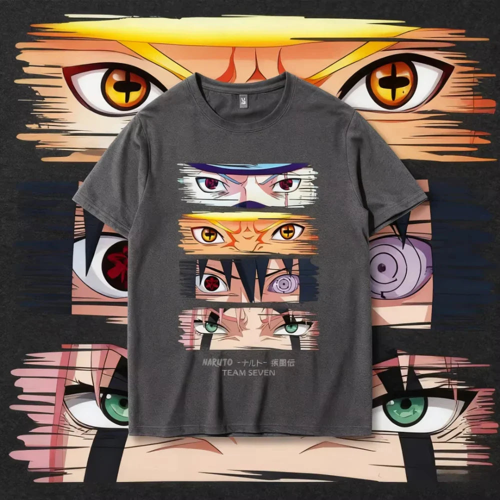 Anime Uzumaki Uchiha Sasuke Haruno Sakura Men's and Women's Summer Printed T-shirts Short Sleeved Cotton Top Base T-Shirt