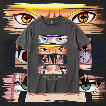 Anime Uzumaki Uchiha Sasuke Haruno Sakura Men's and Women's Summer Printed T-shirts Short Sleeved Cotton Top Base T-Shirt