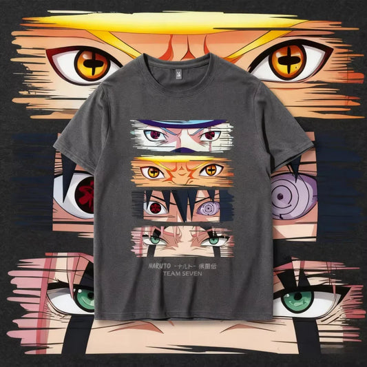 Anime Uzumaki Uchiha Sasuke Haruno Sakura Men's and Women's Summer Printed T-shirts Short Sleeved Cotton Top Base T-Shirt