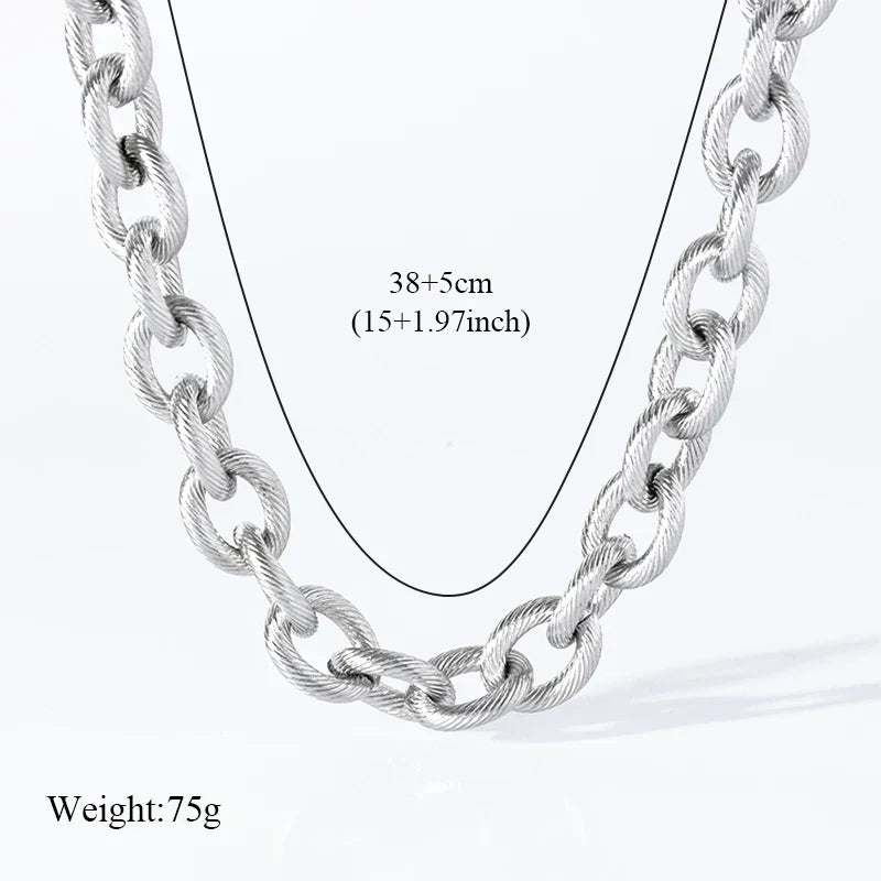 316L Stainless Steel Gold Silver Color Thick Chain Necklace For Women Fashion Cuban Neck Chain Waterproof Jewelry Gift