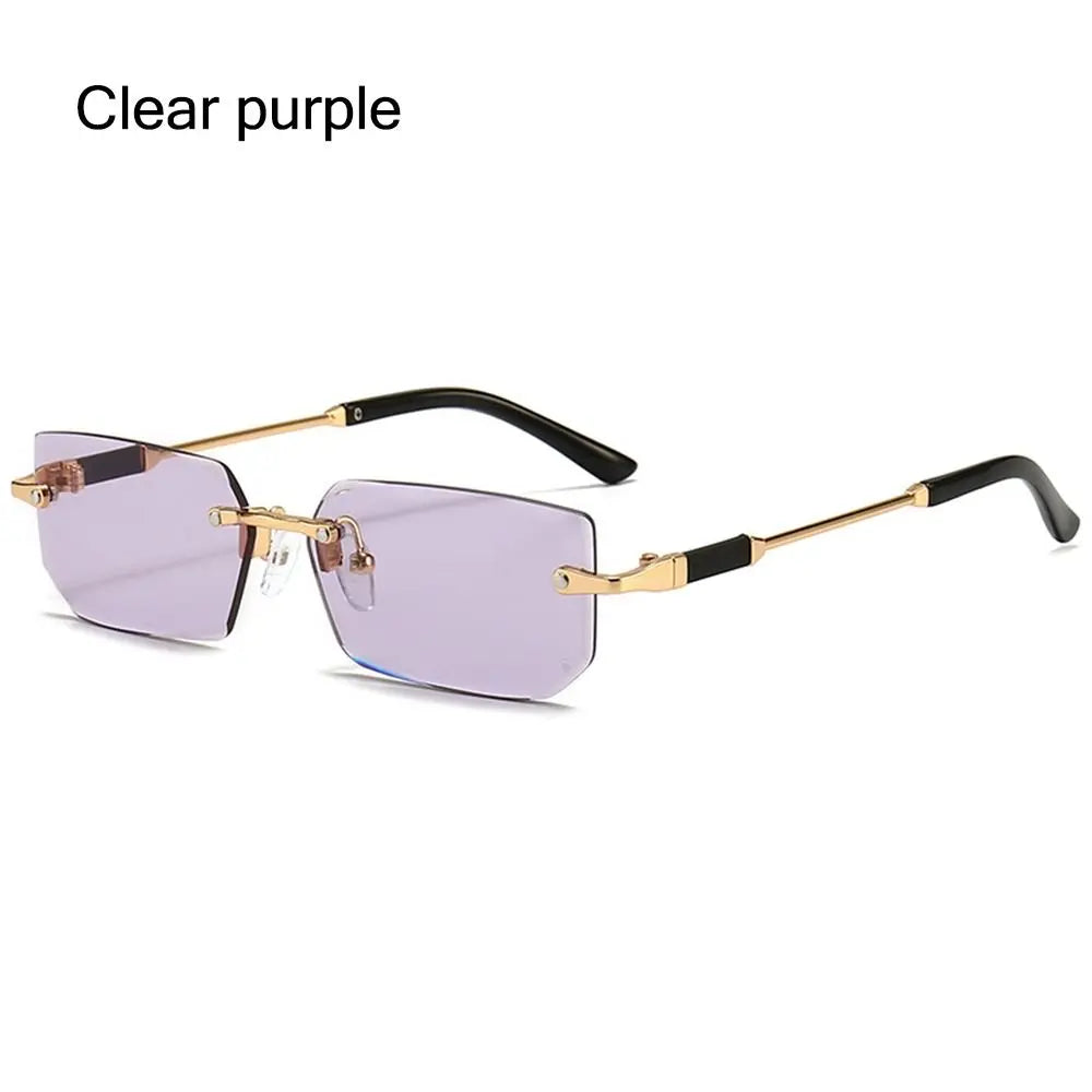 Rimless Rectangle Sunglasses Fashion Y2K Frameless Sun Glasses Shades for Women & Men