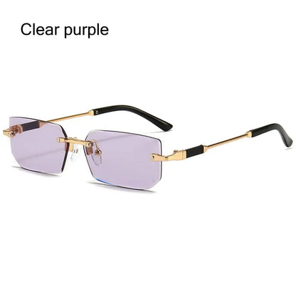 Rimless Rectangle Sunglasses Fashion Y2K Frameless Sun Glasses Shades for Women & Men