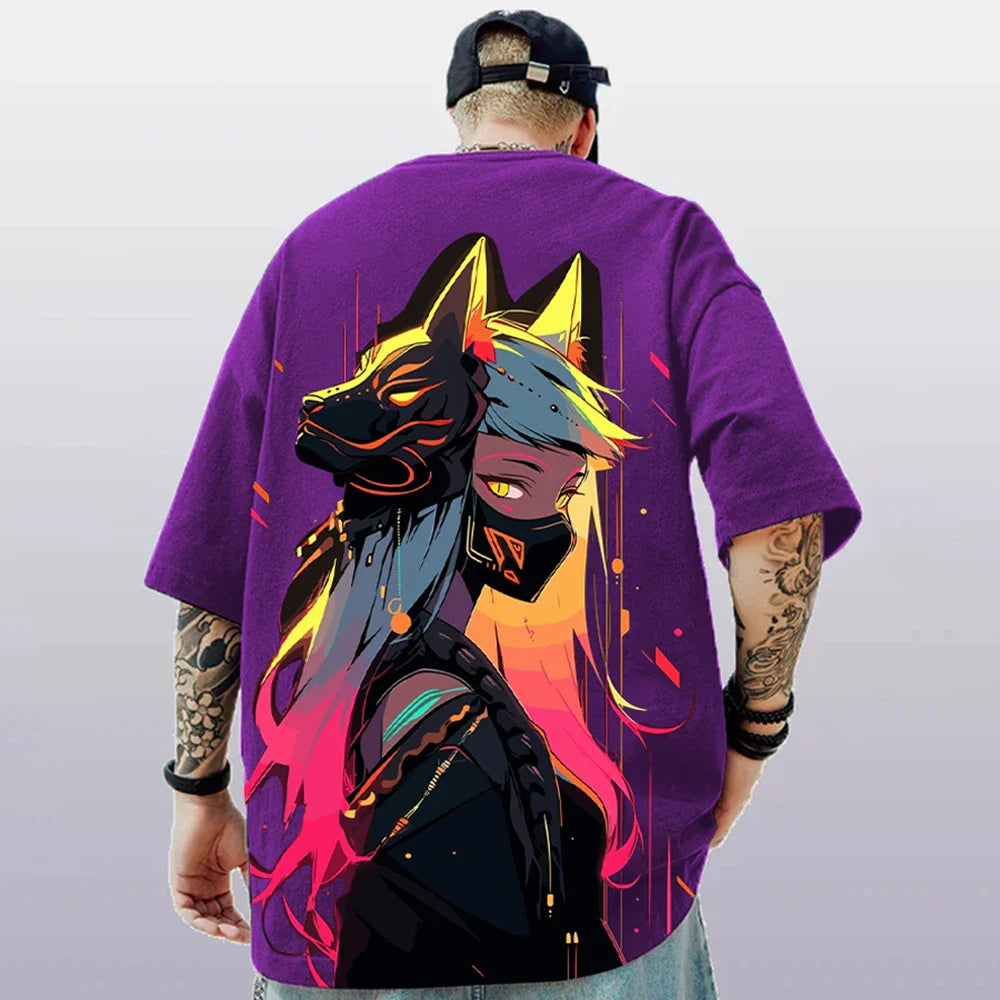 3d Anime Character Print Men's T-Shirt 2024 New Oversized Short Sleeve T-Shirt For Men Street Hip-Hop Tee Top Quick Dry T Shirts