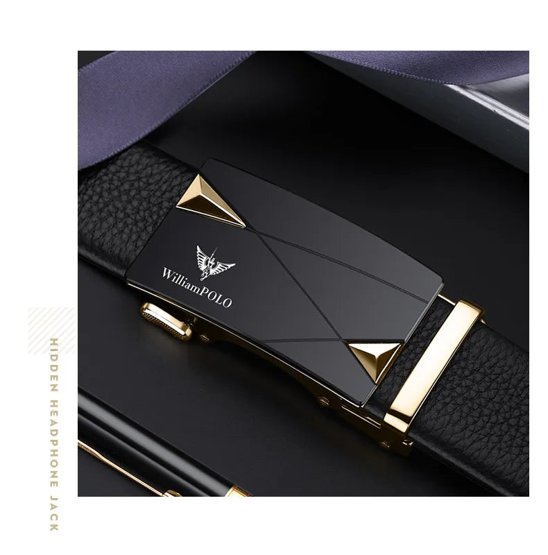Men's cowhide casual pants belt, automatic buckle business belt, fashionable formal versatile belt