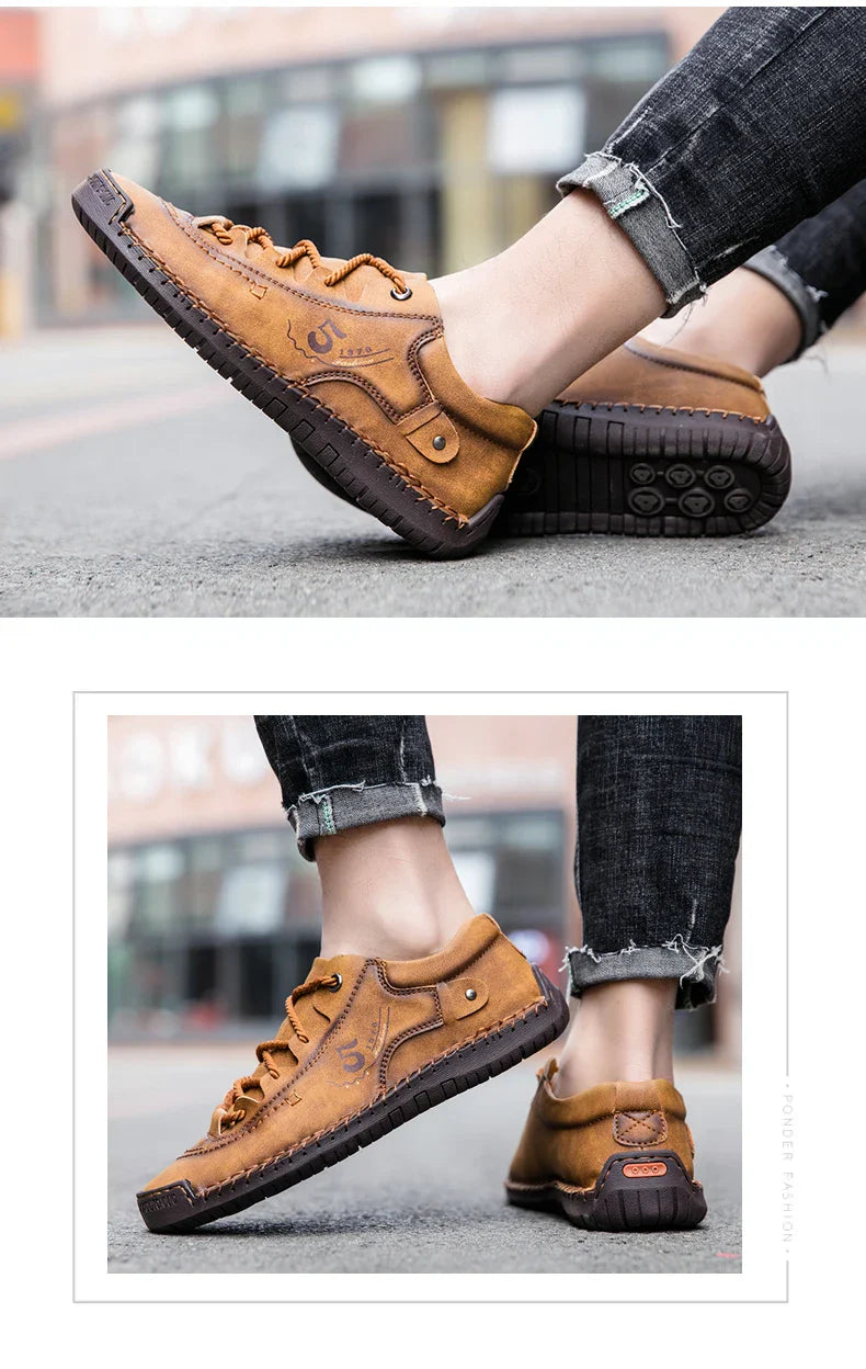 Men Leather Casual Shoes Outdoor Comfortable High Quality Fashion Soft Homme Classic Ankle Non-slip Flats Moccasin Trend
