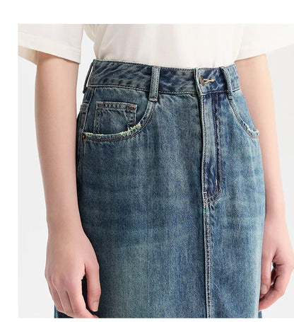 Women Denim Skirt Summer 2024 New Arrival With High Slit And Straight-Cut Design Skirts for Women