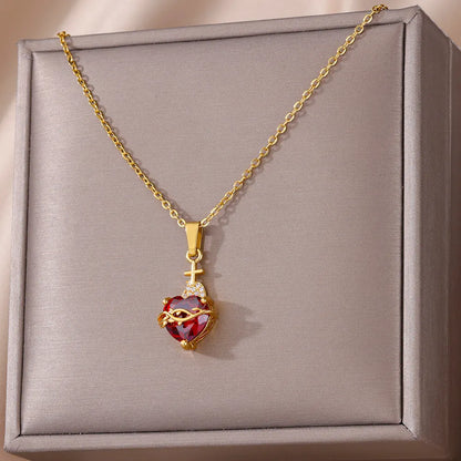 316L Stainless Steel Multilayer Heart Necklace For Women Girls Goth Gold Color Clavicle Chain Charm Choker Jewelry Birthday Gift
