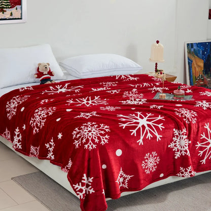 Christmas Style Double-sided Velvet Blanket Queen King Size Suitable for Autumn Winter Milk Velvet Quilt Queen King Size