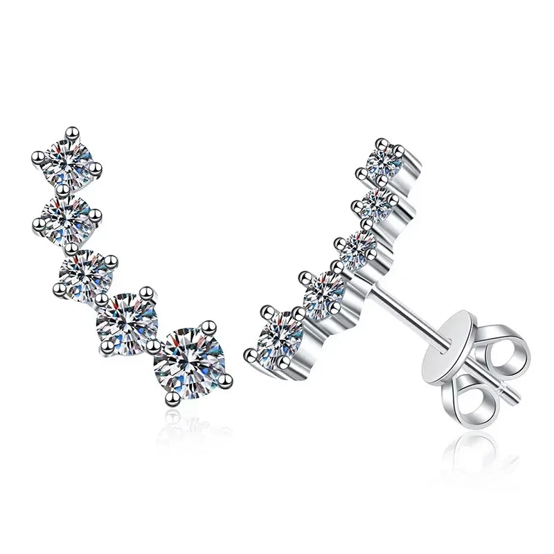 1.16cttw Gradient Gem Full Moissanite Stud Earrings for Women Sparkling Party Jewelry Earrings 925 Sterling Silver 100%