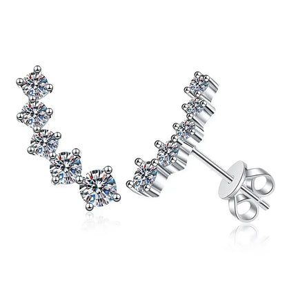 1.16cttw Gradient Gem Full Moissanite Stud Earrings for Women Sparkling Party Jewelry Earrings 925 Sterling Silver 100%