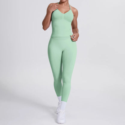2 Piece Yoga Clothes Women Tracksuit Athletic Wear Pilates Fitness Suit Gym Workout Push Up Clothes Sports Bra Leggings Suit