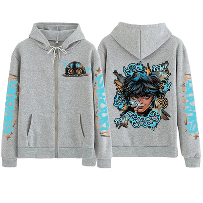2025 Anime Arcane Vi Zipper Hoodie Harajuku Pullover Tops Long Sleeve Loose Casual Sweatshirts