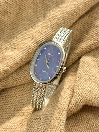 New Brand Quartz Watch for Women Luxury Gift Oval Dial Rhinestone Watch Adjustable Stainless Steel Strap Wristwatches Wholesale