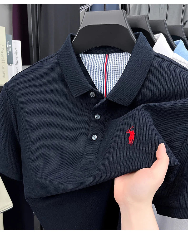 High end brand 100% cotton short sleeve polo shirt men luxur pony embroidery comfort breathable fashion T-shirt summer new top