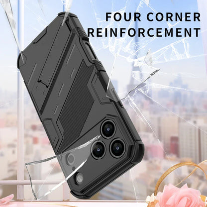 Solid Armor Cyber Shockproof Phone Case For iPhone 17 Pro Max 17 AIR With Stand Holder Cover Protective Shell