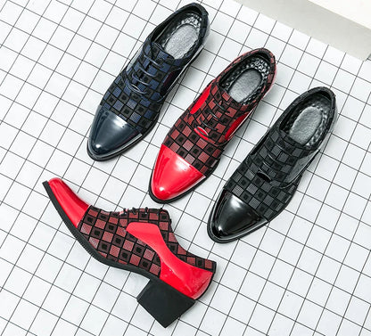 Luxury Red Men's High Heel Shoes 2024 Designer Pointed Wedding Formal Shoes Men Business Dress Shoes For Men Leather Oxfords